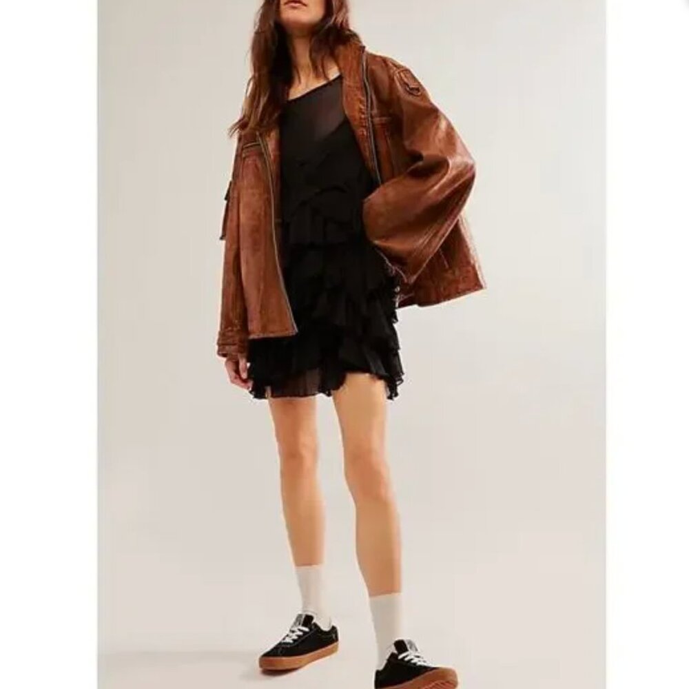 Free People Midnight Black Ruffle Mini Dress - Picture 4 of 5